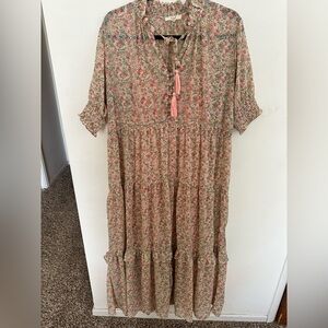 Floral Maxi Dress with Pink Accents